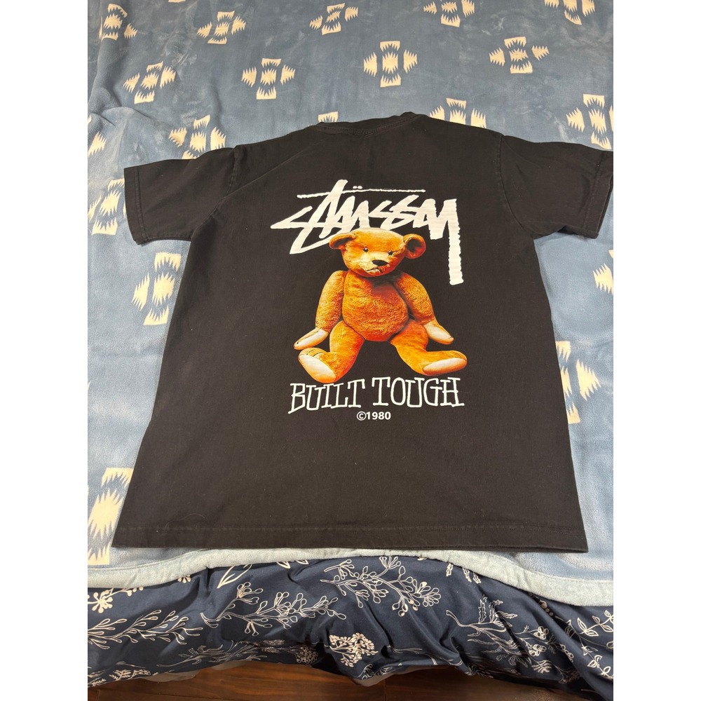 Stussy Built Tough Teddy Bear Graphic T-Shirt Black Mens Size Medium - Picture 8 of 9